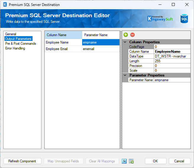 Premium SQL Server Destination - Output parameters.png